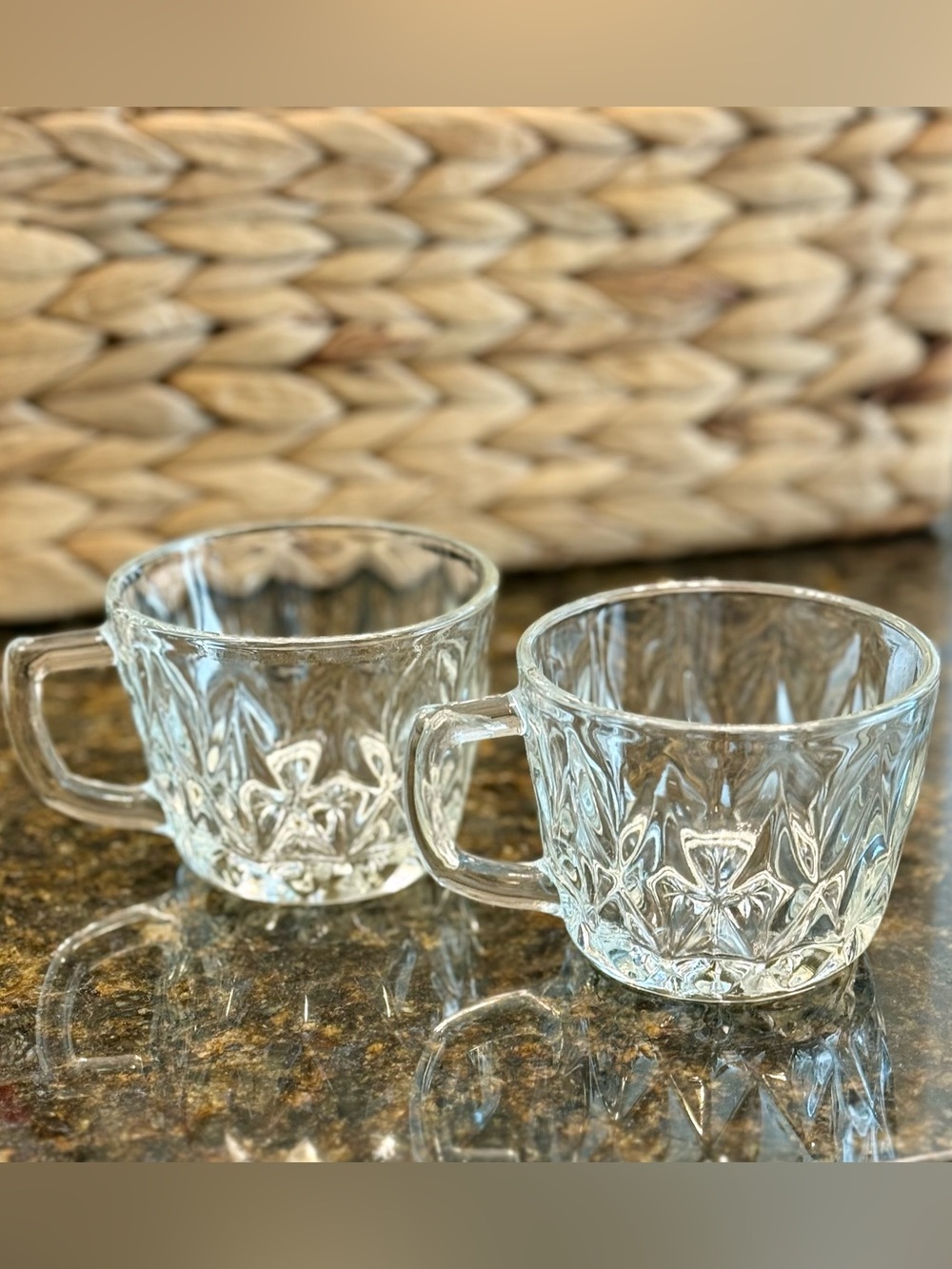 Anchor Hocking Clear Glass Pressed punch bowl cup Set - 2 Pack